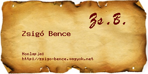 Zsigó Bence névjegykártya
